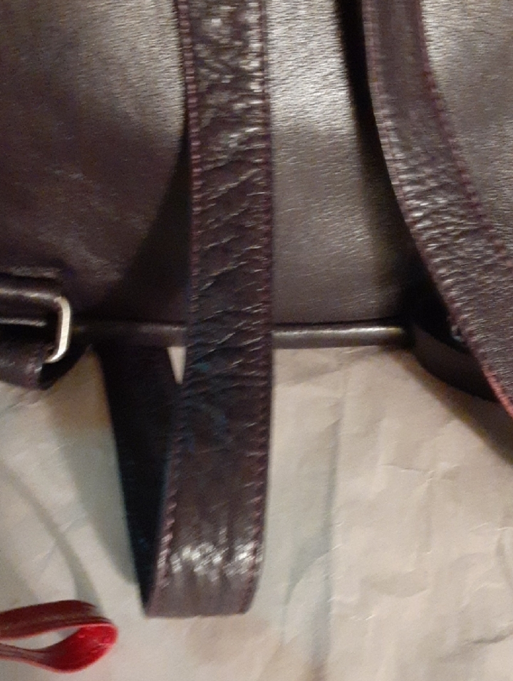 NWOT Men's Leather Sling Backpack in Deep Plum - Picture 9 of 16